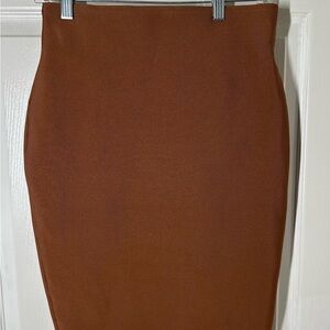 Classic High-Waist Pencil Skirt in Brown